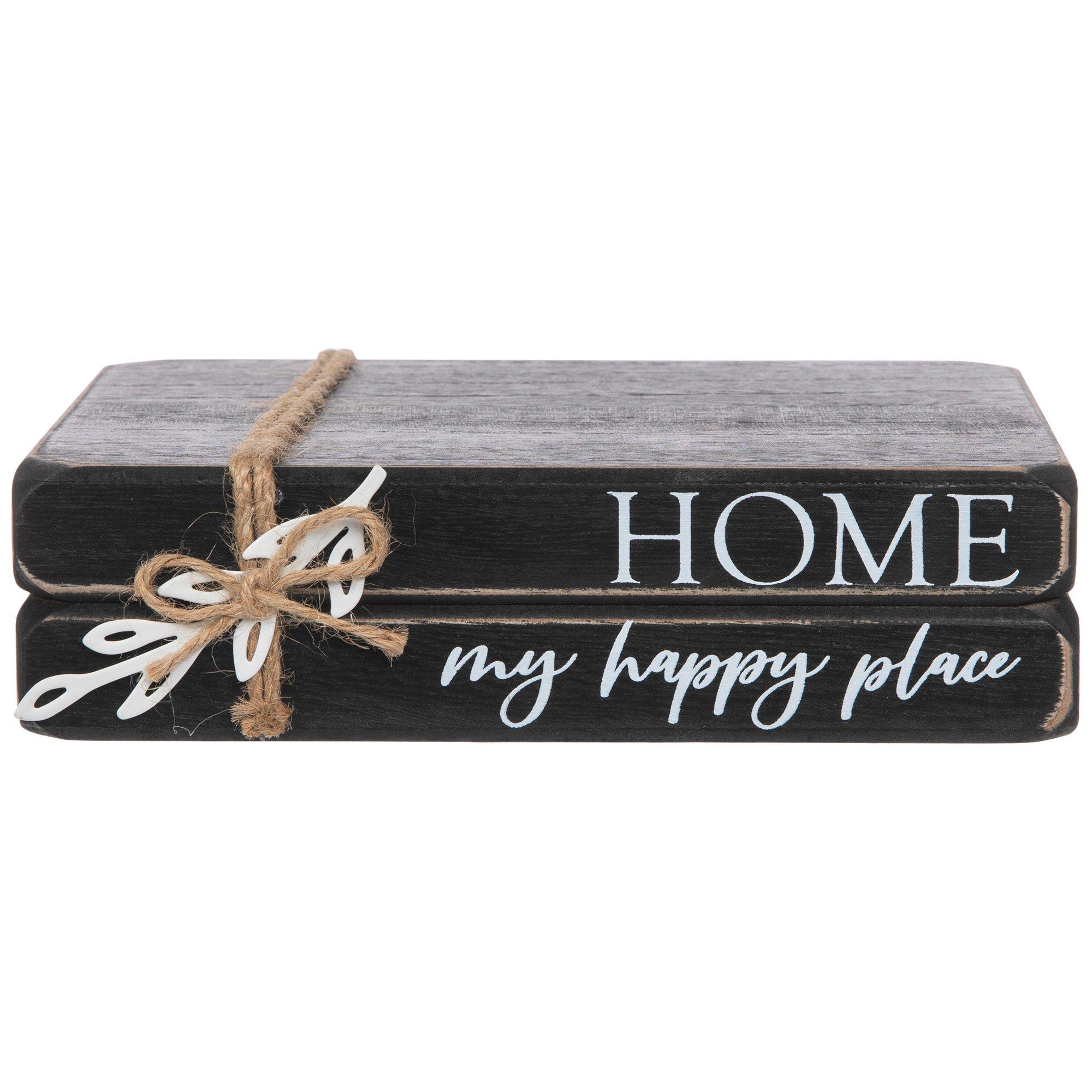 Home My Happy Place Book Stack Wood Decor