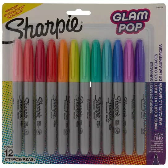 Glamp Pop Sharpie Permanent Markers - 12 Piece Set, Hobby Lobby