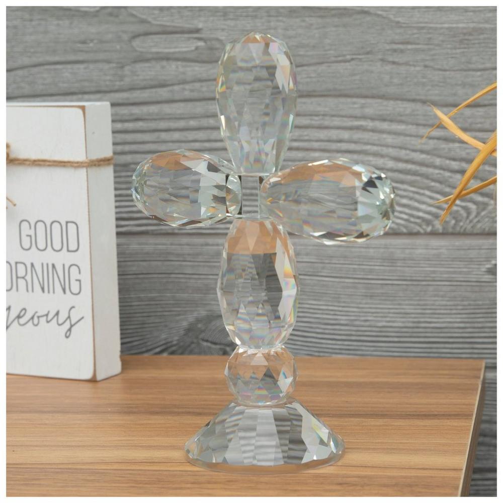 Clear Faceted Glass Cross Figurine