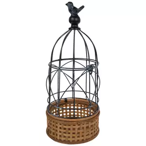 Black Finial Basket Metal Bird Cage