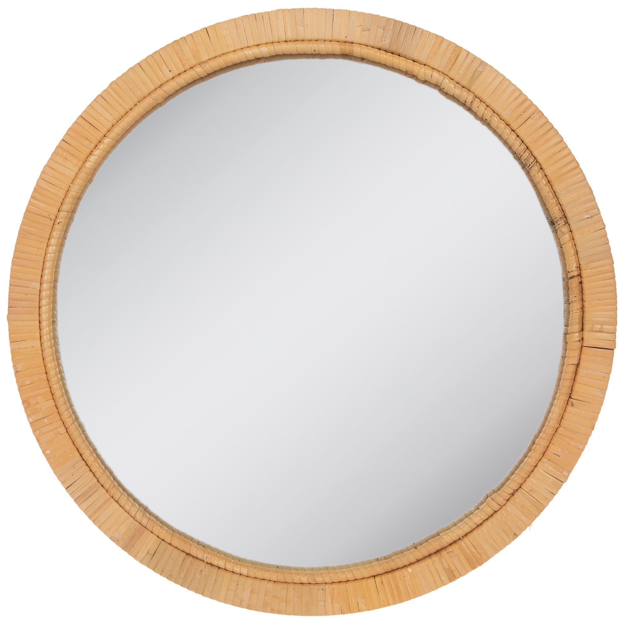Round Rattan Wall Mirror