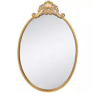 Gold Ornate Oval Metal Wall Mirror