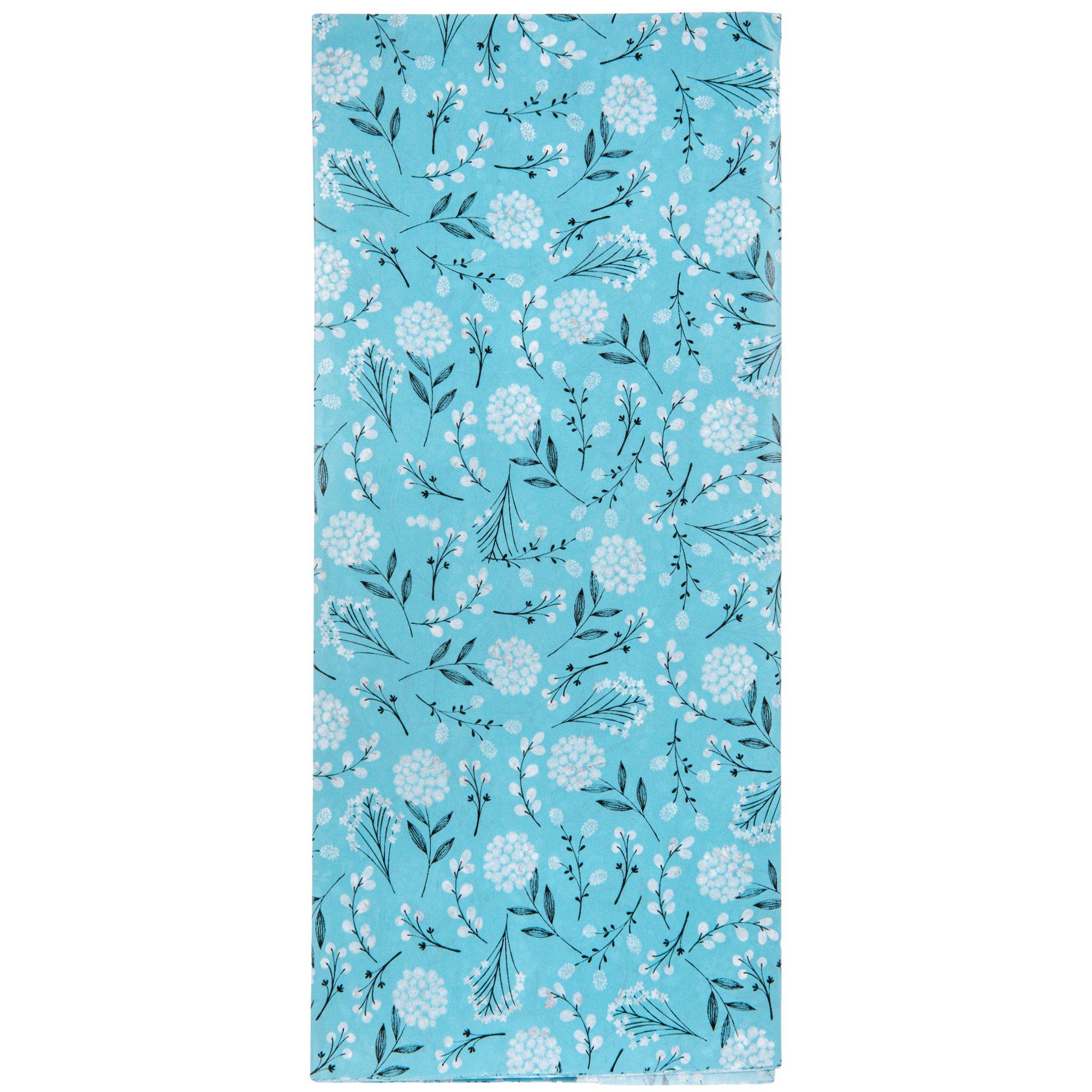 Blue Floral Tissue Wrapping Paper / Gift Tissue Paper / Floral