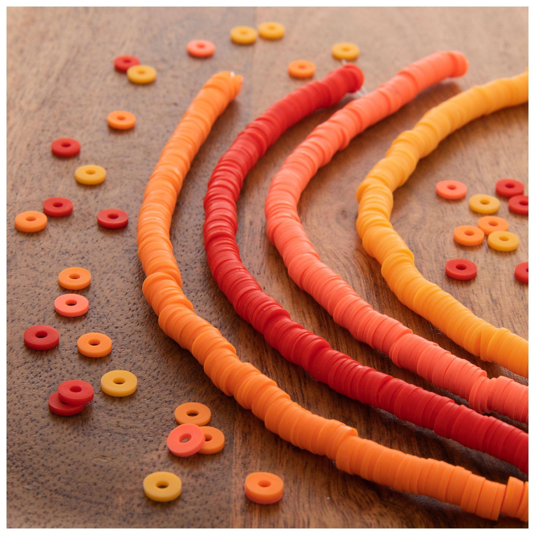 Orange & Blue Clay Disc Bead Strands