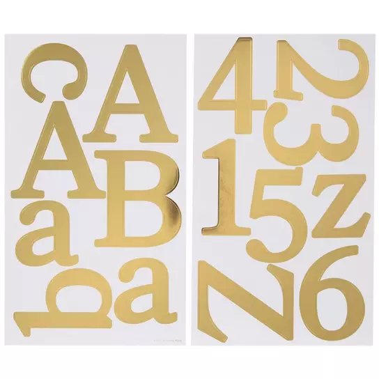 Alphabet and Letters / 0 9 Numbers Stickers, Gold Decorative Stickers - Letter, Number, Other