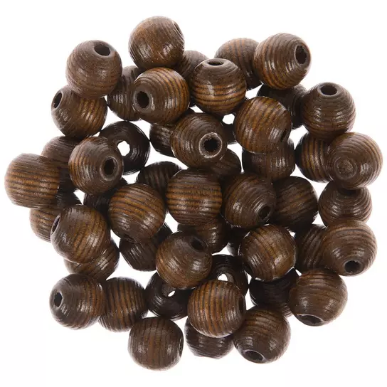 Dark Brown Corrugated Wood Beads, Hobby Lobby