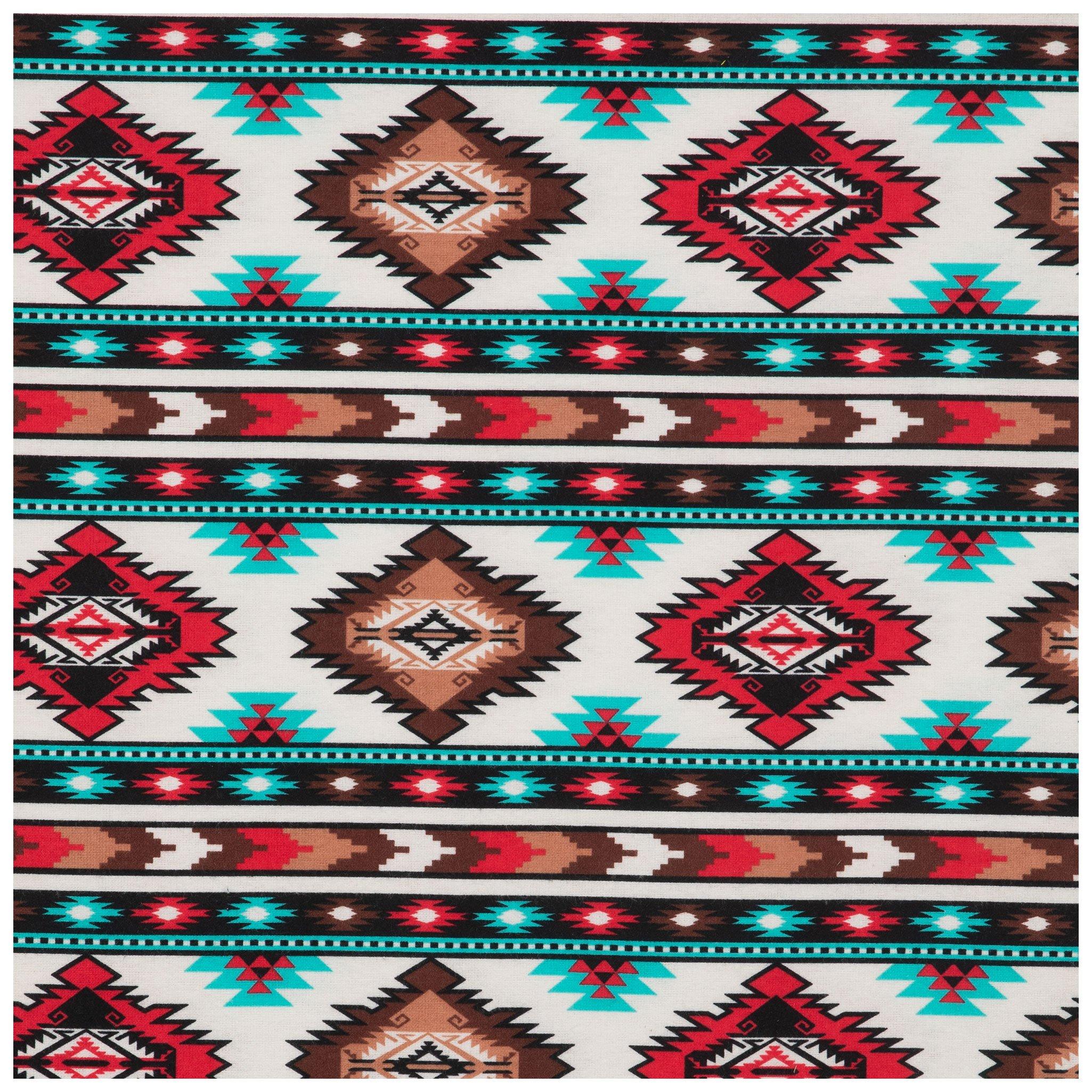 Red & Turquoise Southwest Flannel Fabric, Hobby Lobby