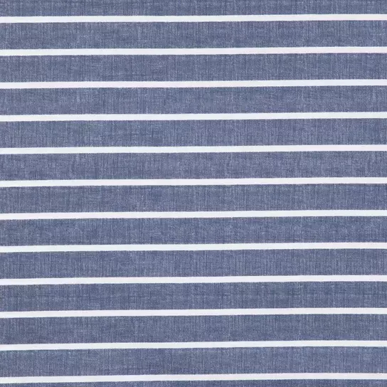 Linen ticking stripe fabric-Navy Blue and off-white stripe fabric –  gildedthreads