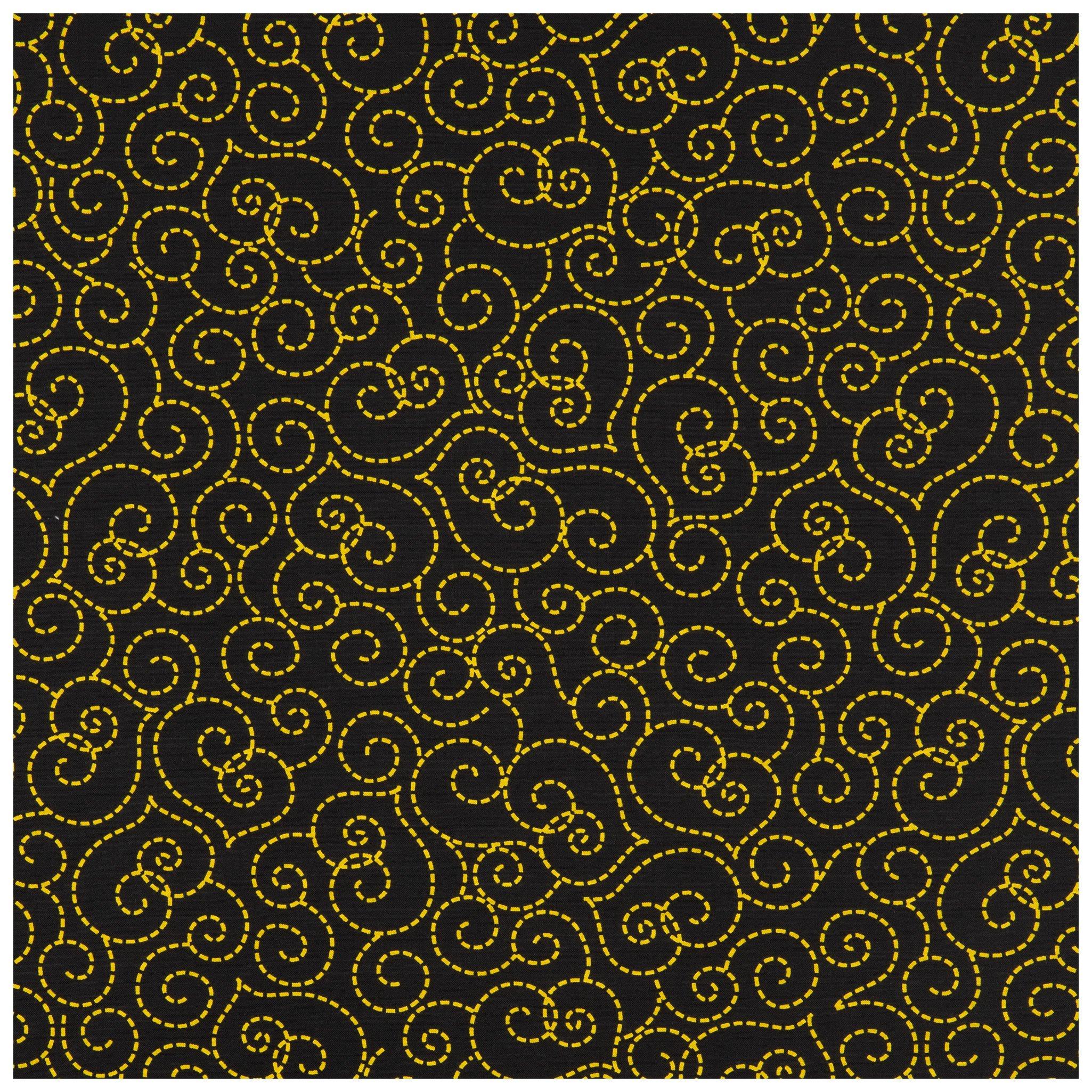 Black & Yellow Swirls Cotton Calico Fabric Hobby Lobby 2201879