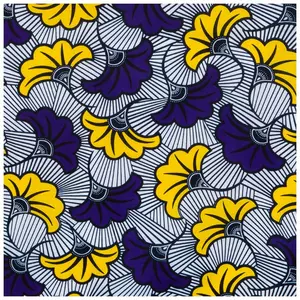 Purple & Yellow Ginkgo Batik Fabric