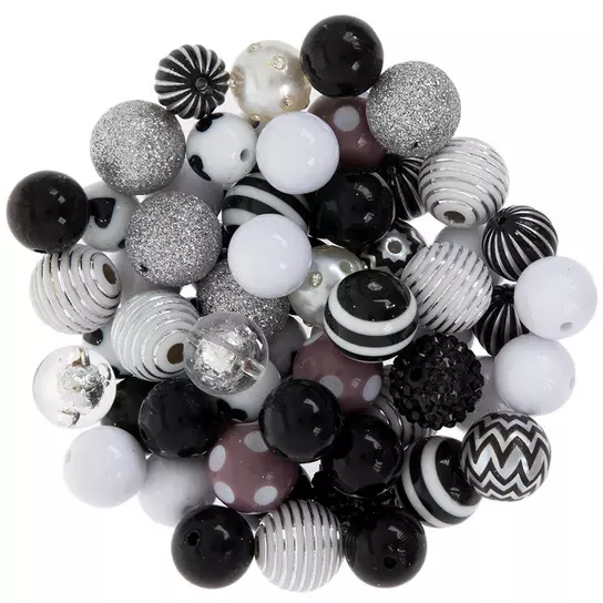 The Crafts Outlet 200-Piece Faceted Plastic Opaque Round Beads 8mm Black