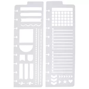 48 Pieces Journal Planner Stencils Plastic Bullet Stencil with A6 File Bag, S