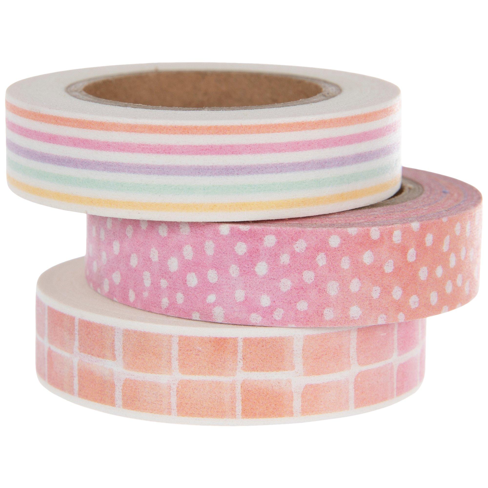 Pink Watercolor Stripes & Polka Dots Washi Tape Hobby Lobby 2208619