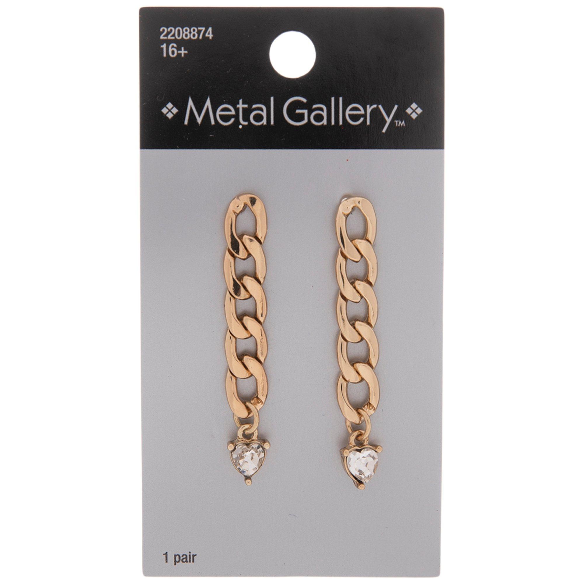 Curb Chain & Rhinestone Hearts Earrings Hobby Lobby 2208874