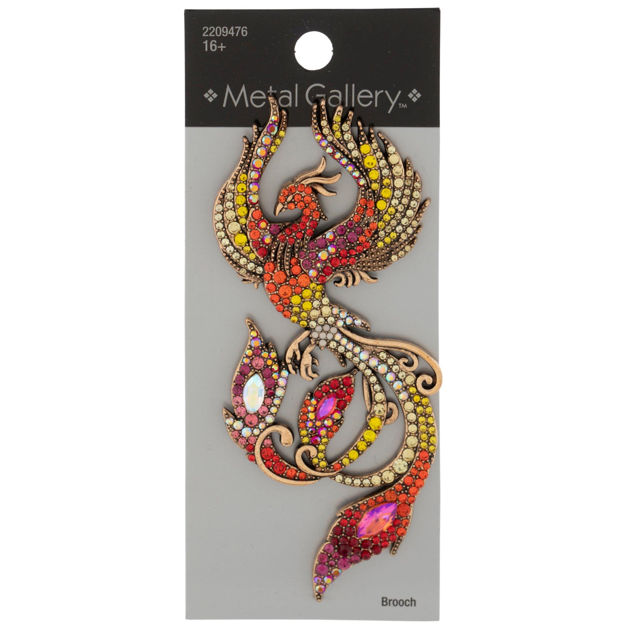 Women's Brooches Pins with Colorful Rhinestone Metal Phoenix