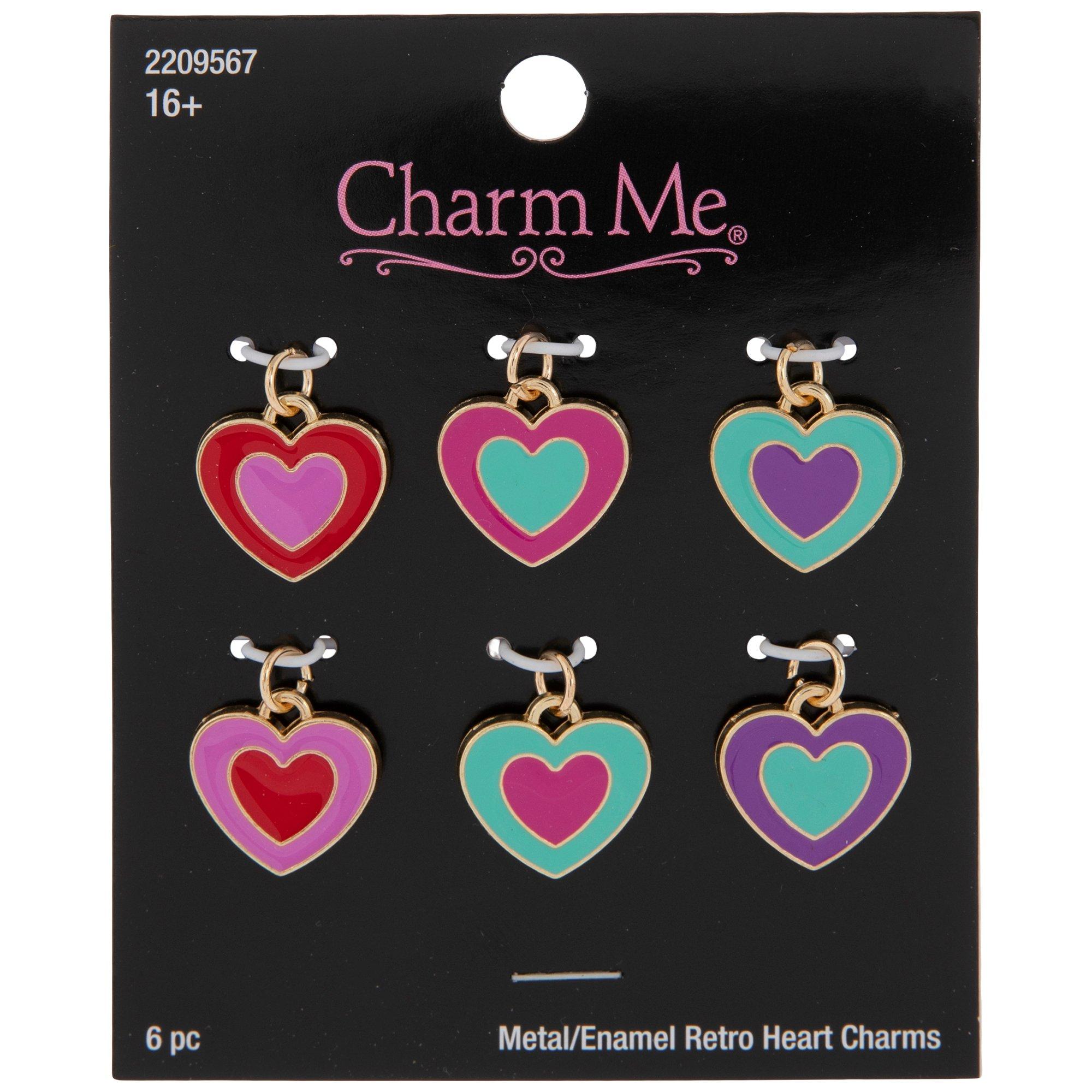5PCS, Colorful Heart Charms for Jewelry Making, Enamel Charm Heart