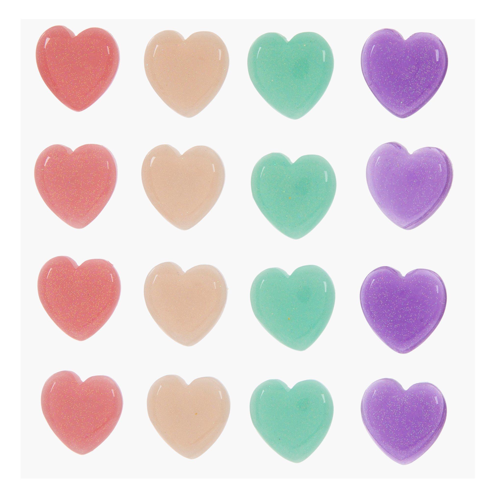 Hobby Lobby GLITTER HEART STICKERS 3 Sheets 87 Pieces NIP