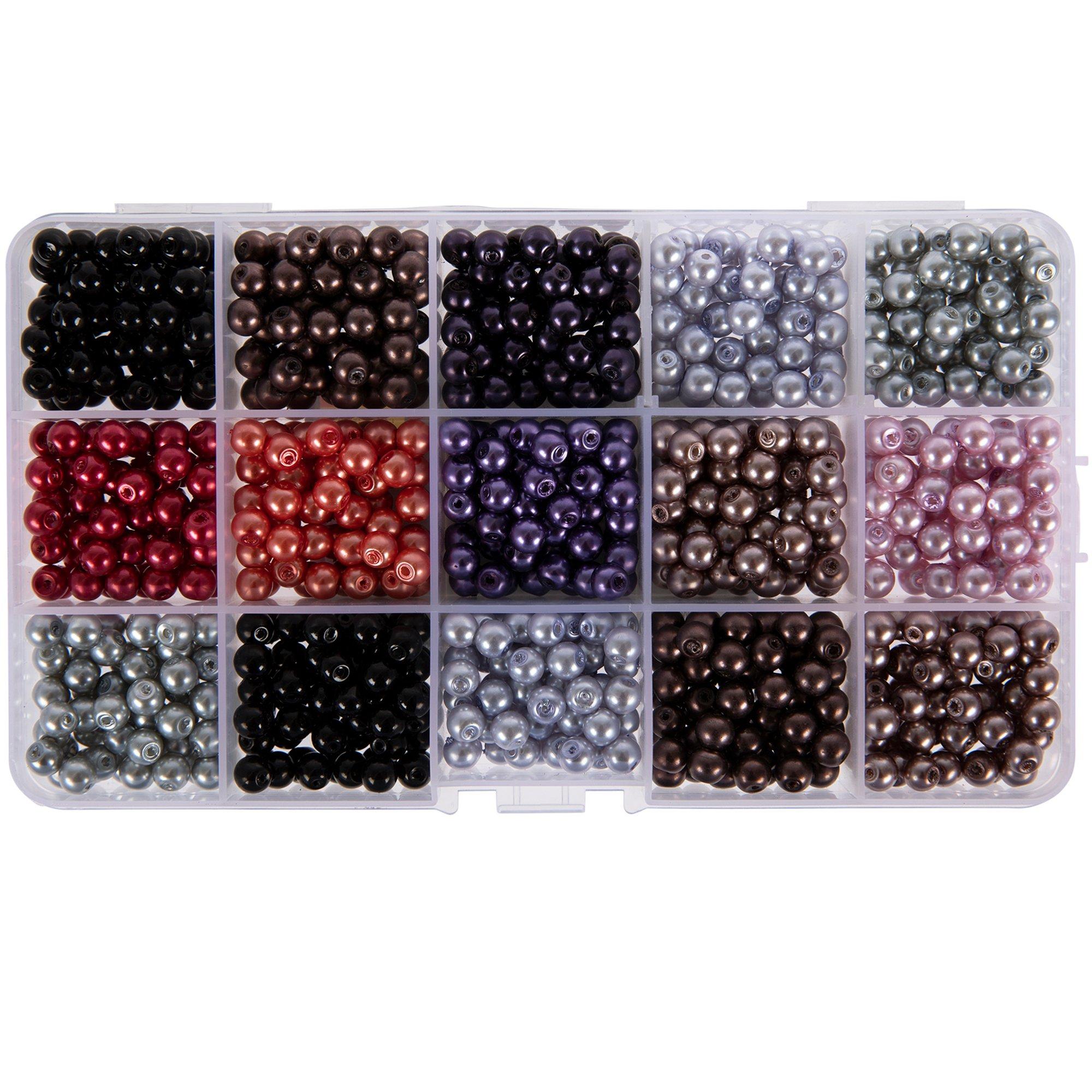 400 Assorted Size & Color Glass Round Pearl Beads a Mix of Small