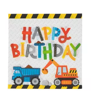 Happy Birthday Construction Vehicle Napkins - Large