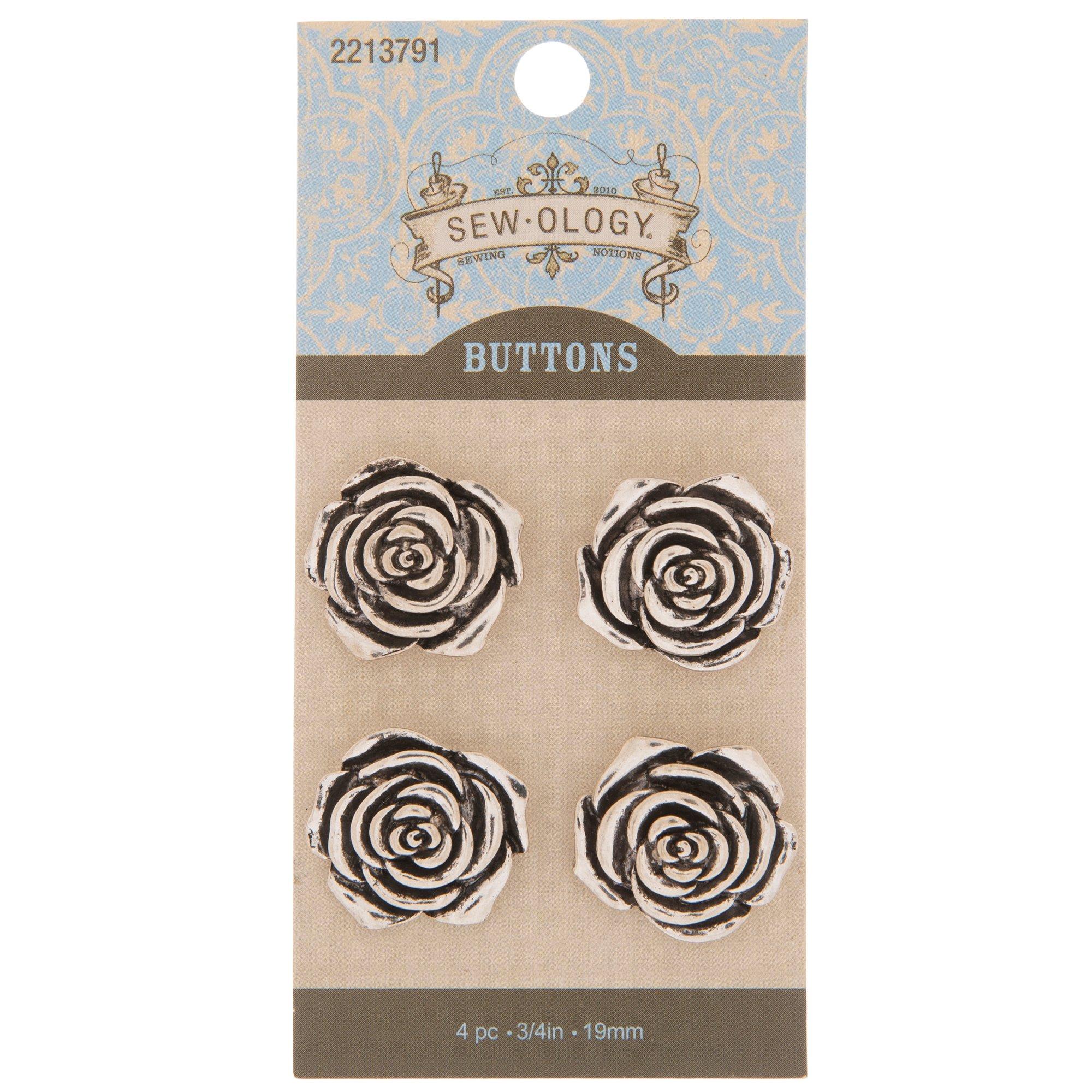 Silver Flower Shank Buttons - 19mm | Hobby Lobby | 2213791