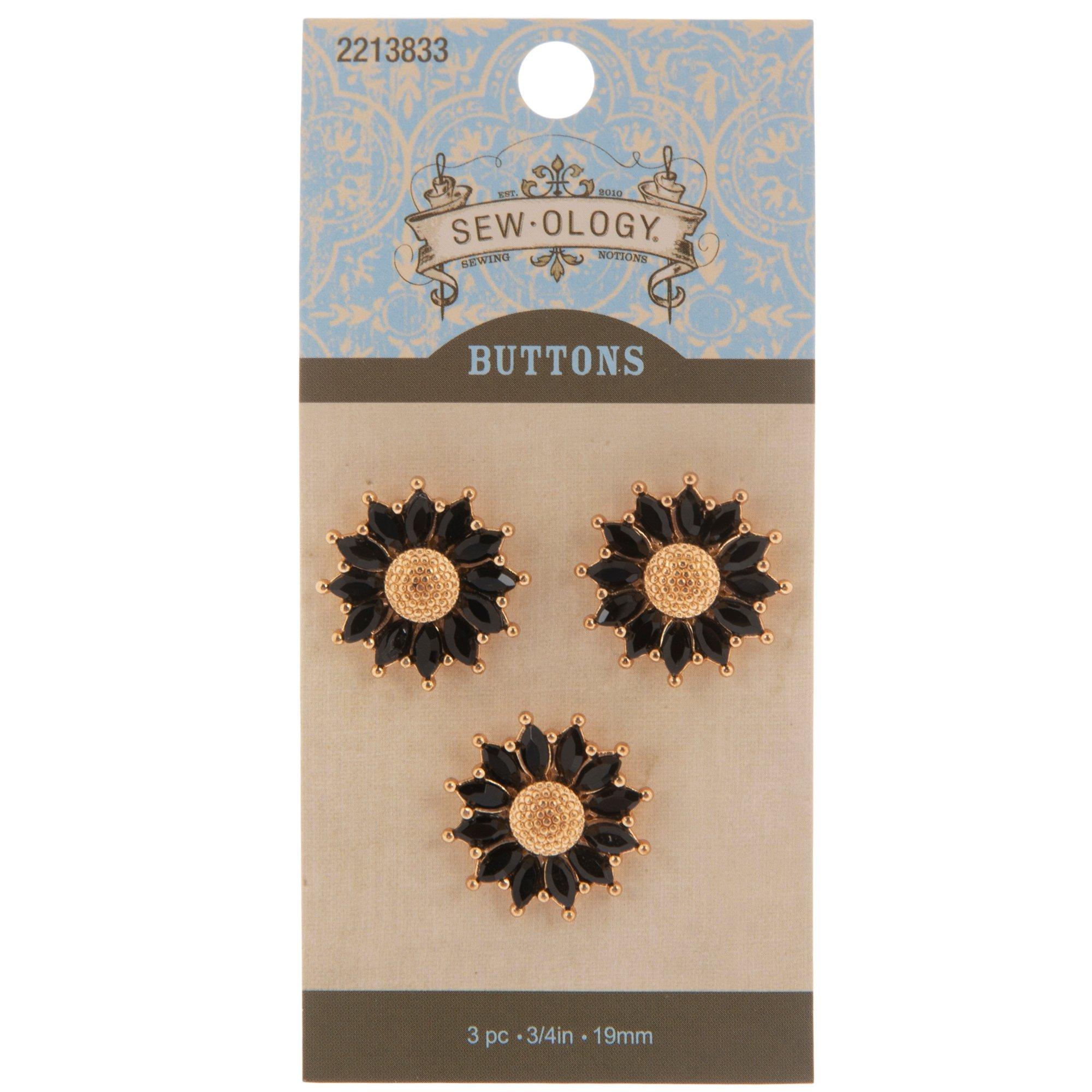 Black & Gold Daisy Rhinestone Shank Buttons 19mm Hobby Lobby 2213833