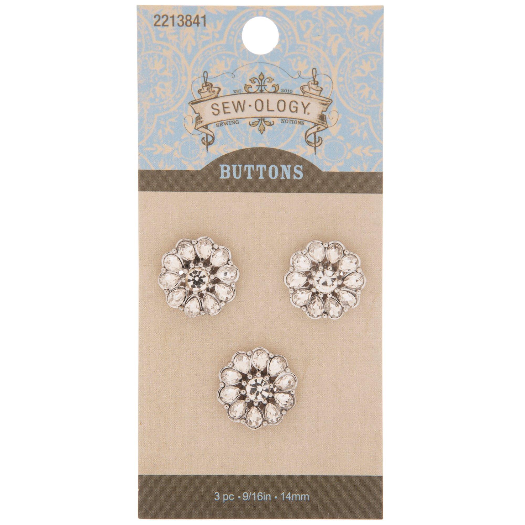 Silver Flower Rhinestone Shank Buttons - 14mm | Hobby Lobby | 2213841