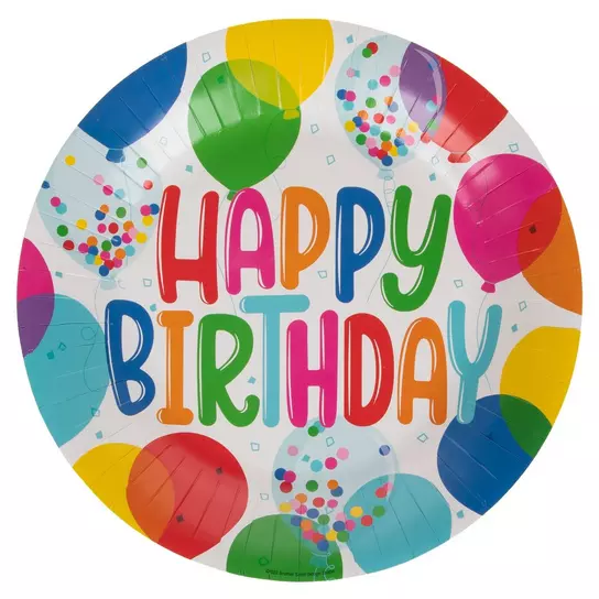 Happy Birthday Balloon Paper Plates - Large, Hobby Lobby