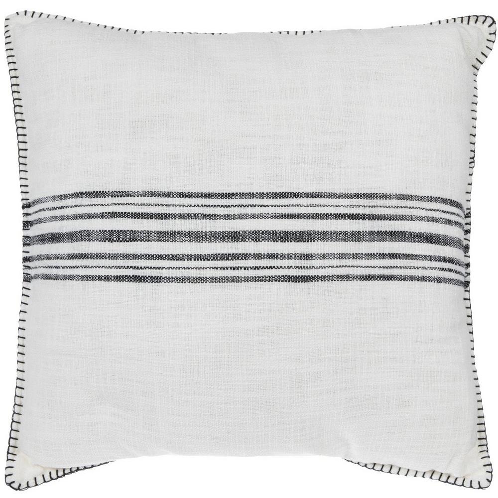 White Black Catalina Striped Pillow