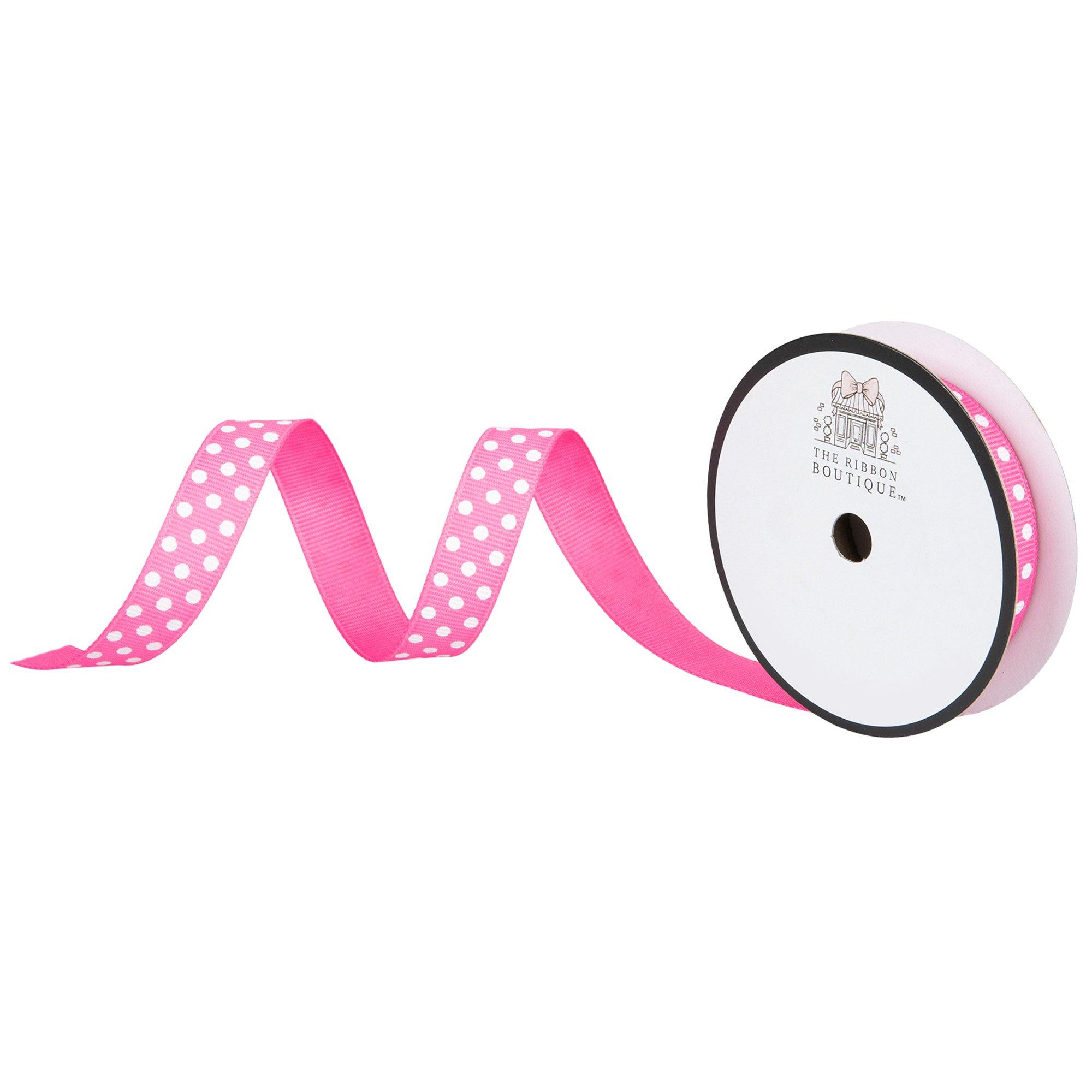 Bubble Gum Polka Dot Grosgrain Ribbon 3/8" Hobby Lobby 2222651