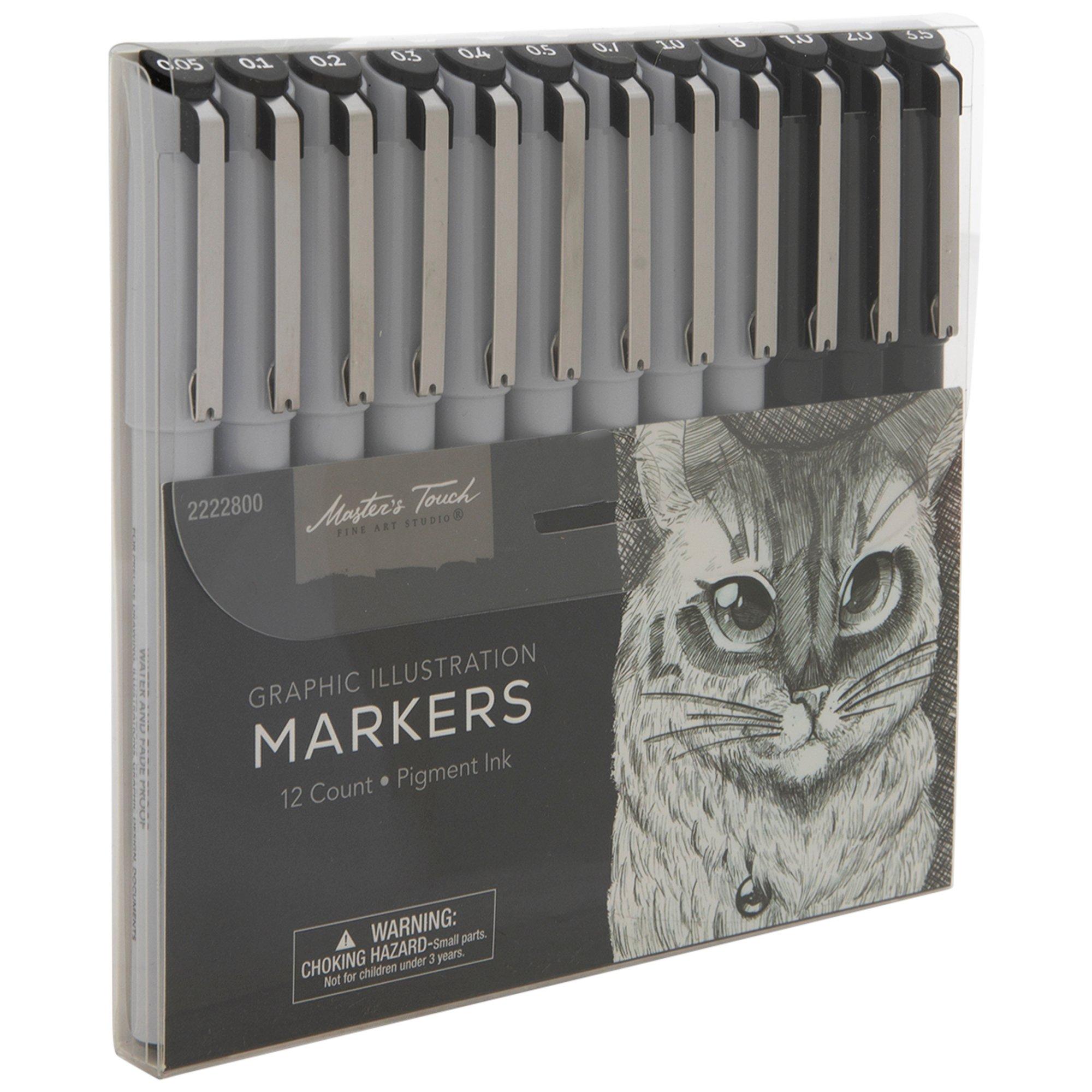 ito@プロフ必読ページ Black Graphic Illustration Markers - 12 Piece Set | Hobby