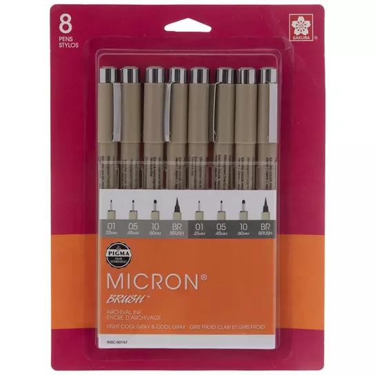 Sakura Pigma Micron Pen Set Brush/Graphic Black 8pc