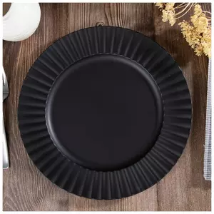 Matte Black Ribbed Charger Plate
