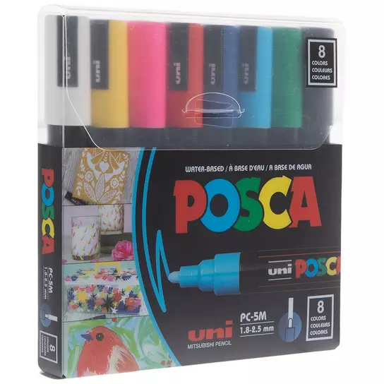 Basic Color Posca PC-5M Paint Markers - 8 Piece Set