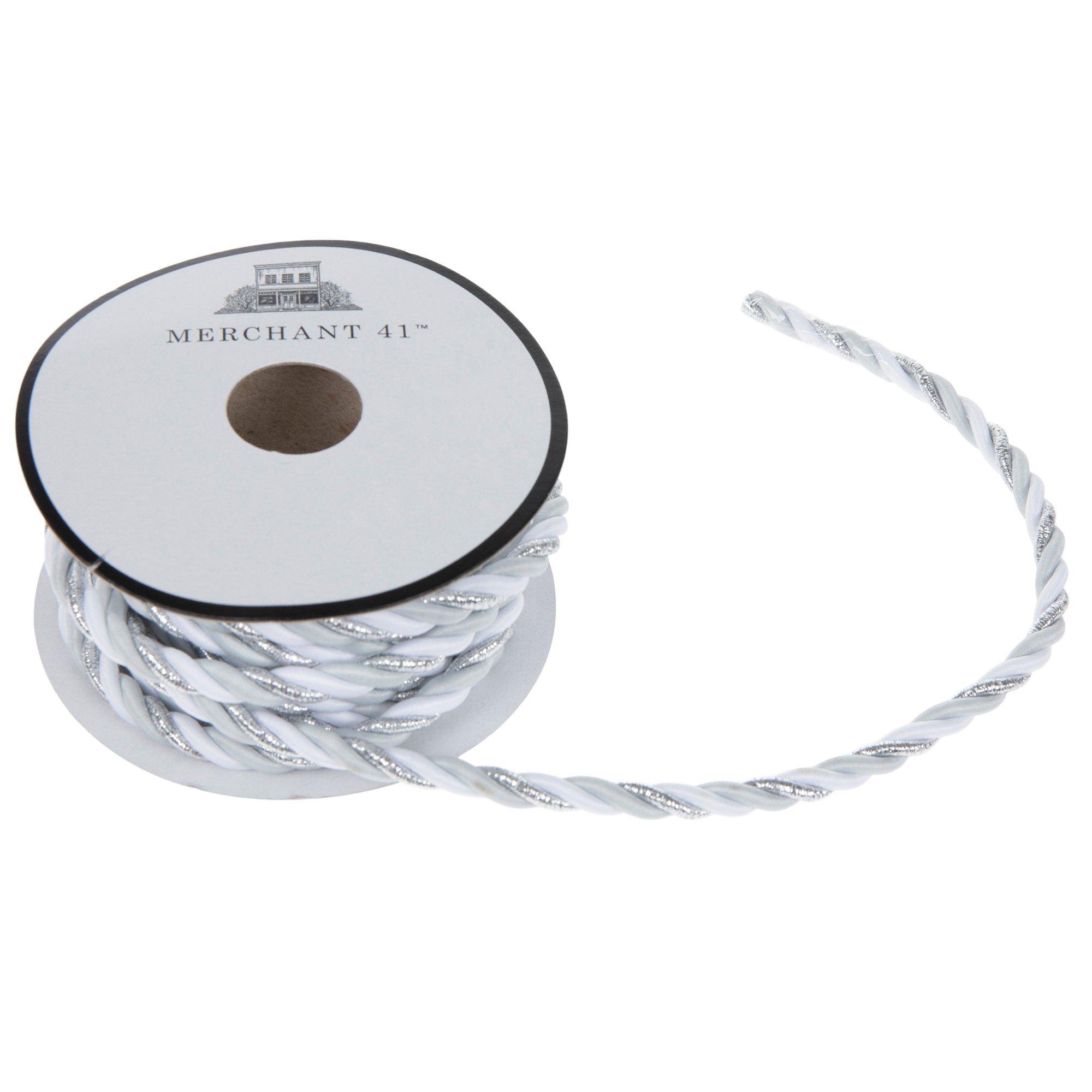 White & Silver Metallic Twisted Cord - 1/4