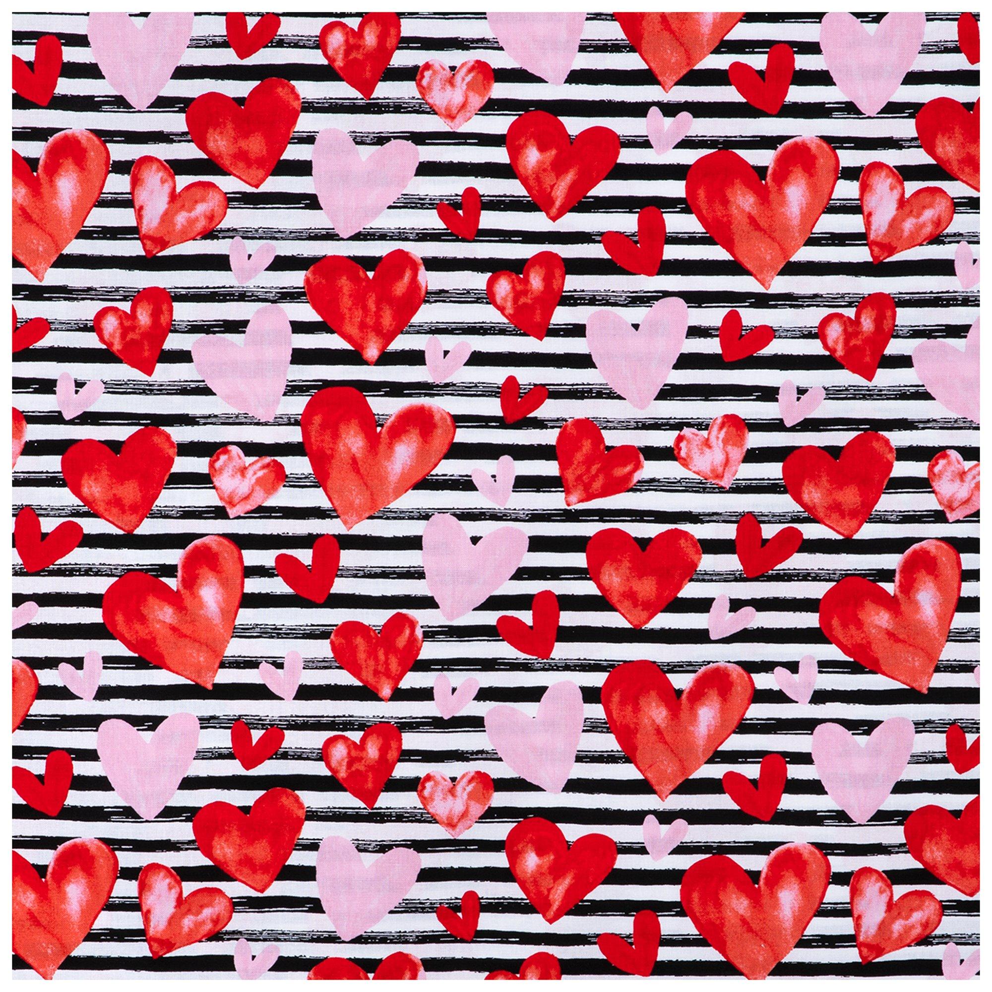 Candy Hearts Fabric, Valentines Day Fabric, 100% Cotton, Apparel Fabric,  Fabric by the yard, Accessories Fabric, Seasonal & Holiday