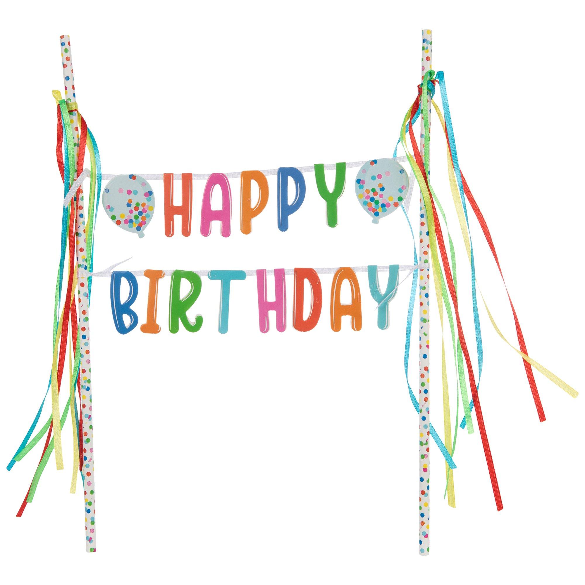 Pastel Confetti Dot Happy Birthday Banner