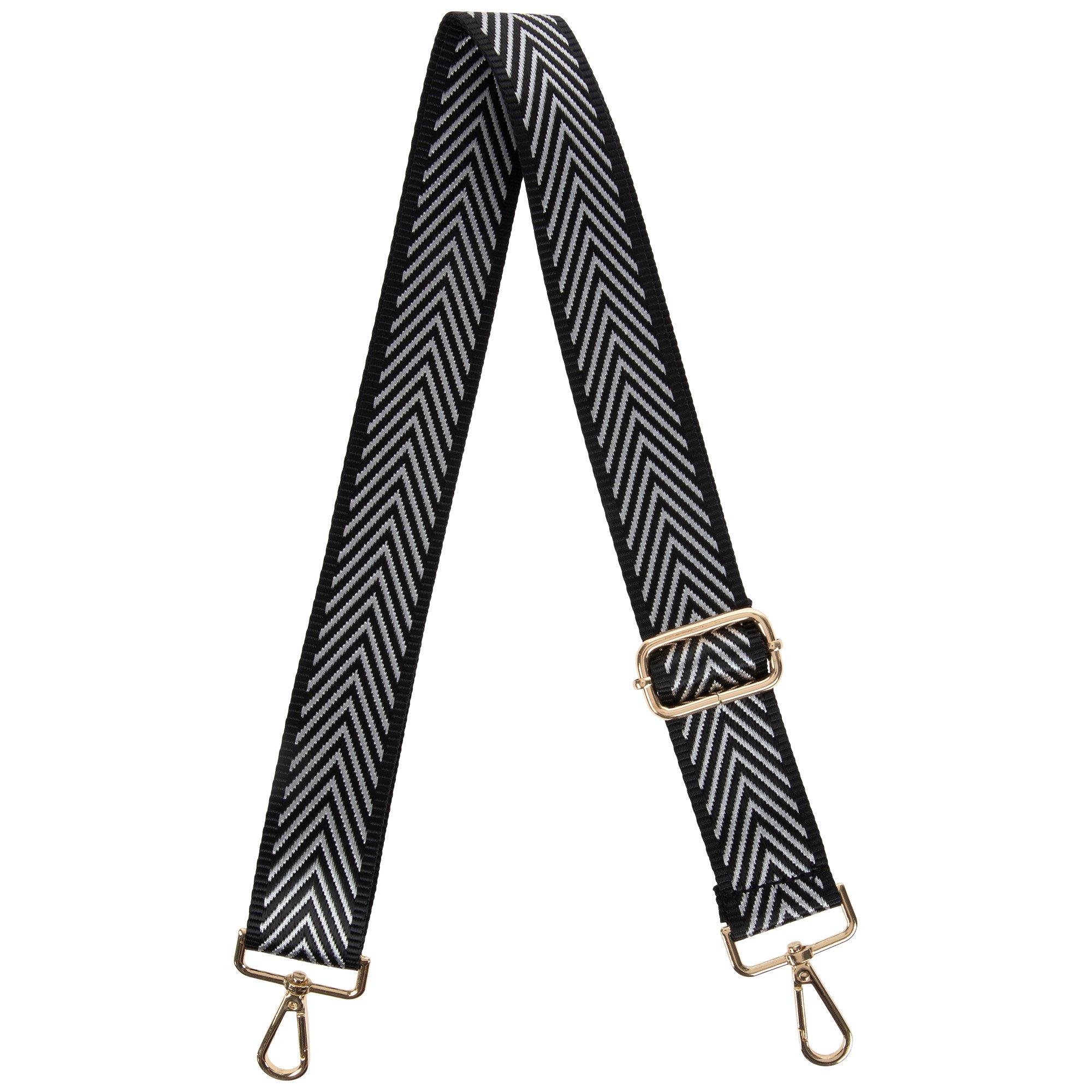 Adjustable Crossbody Strap - Chevron Black & Natural