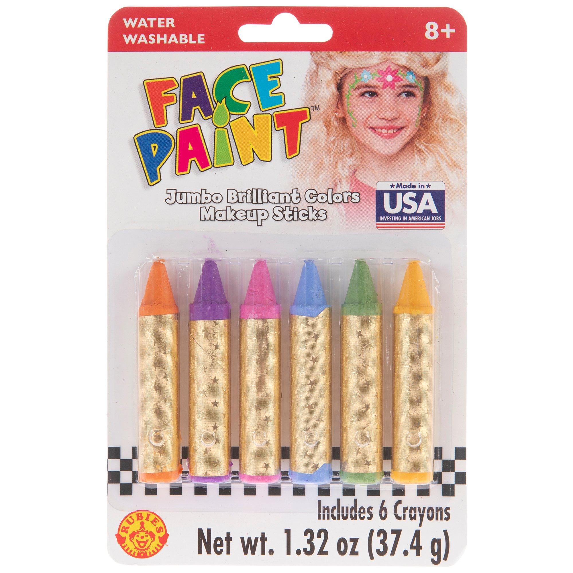 Wolfe Jumbo Bright Face Paint Crayons (6/Box)