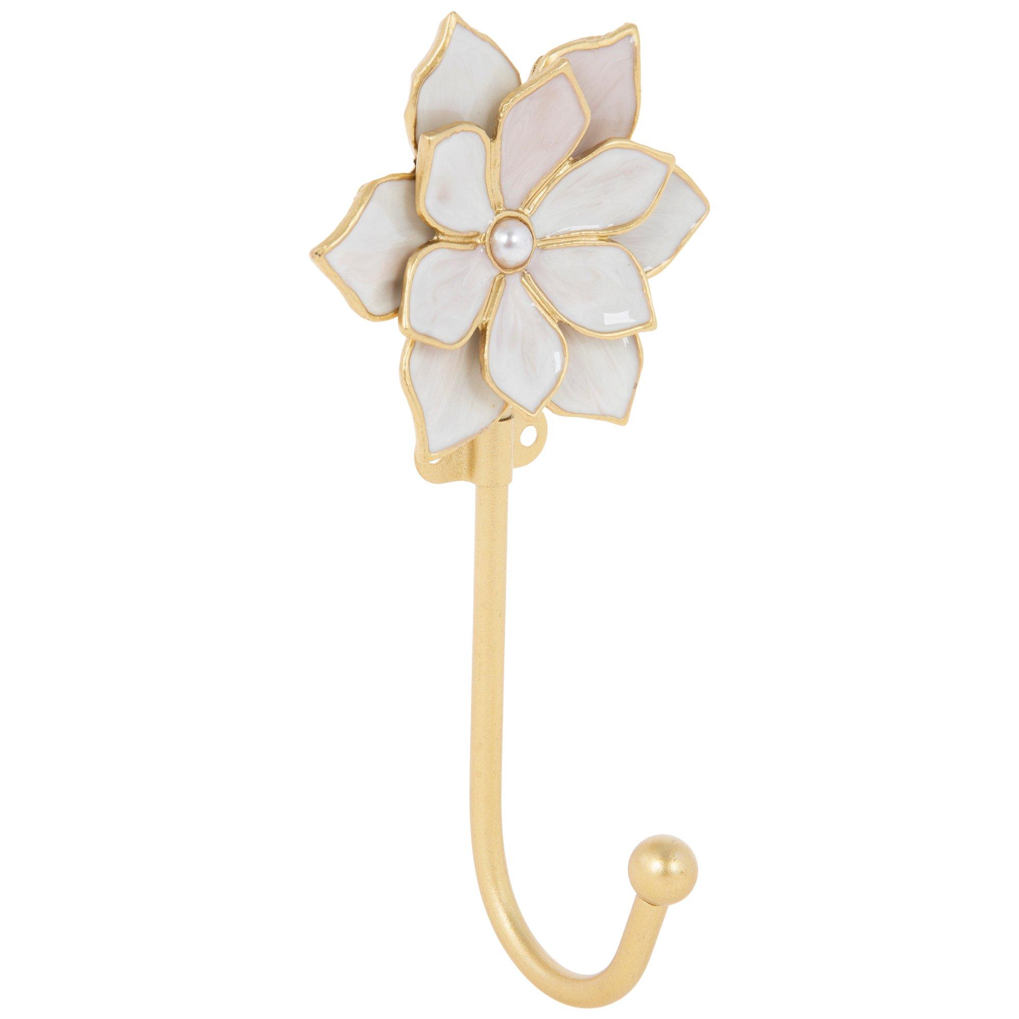 White & Gold Flower Metal Wall Hook, Hobby Lobby