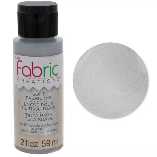 Plaid Fabric Creations Soft Fabric Ink - Metallic Silver, 2 oz