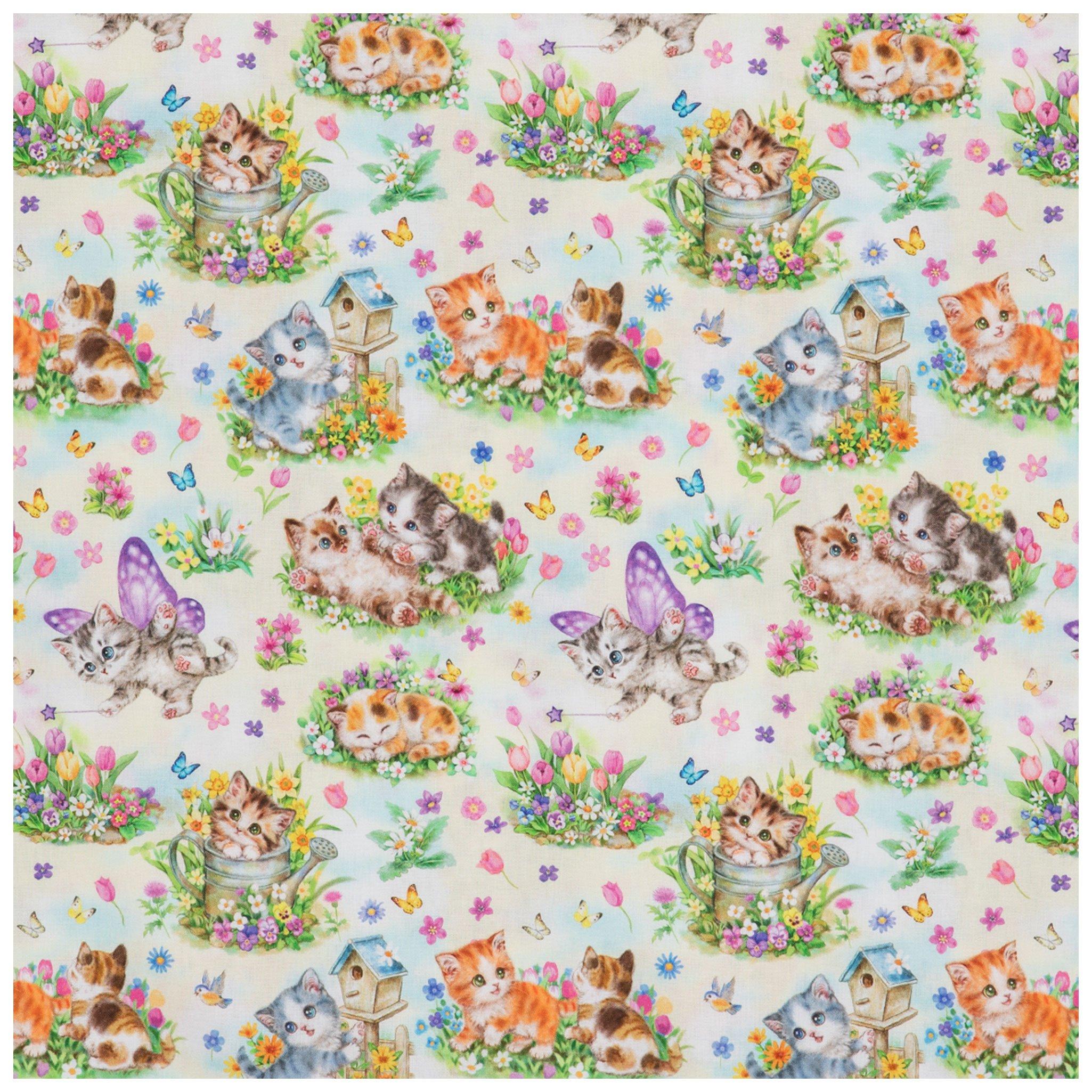 Kittens & Butterflies Cotton Calico Fabric Hobby Lobby 2241172