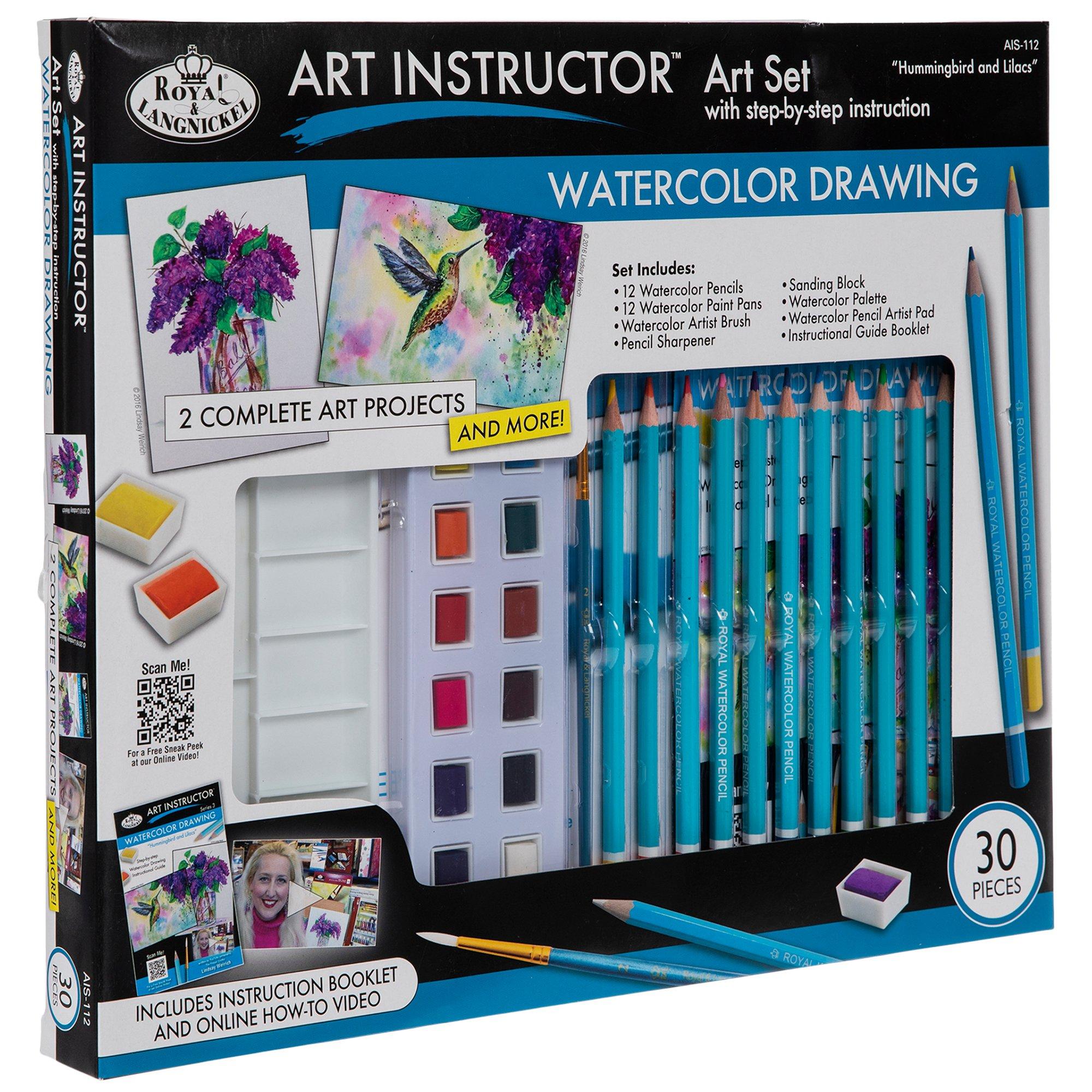 Hummingbird & Lilacs Watercolor Drawing Art Instructor Art Set Hobby