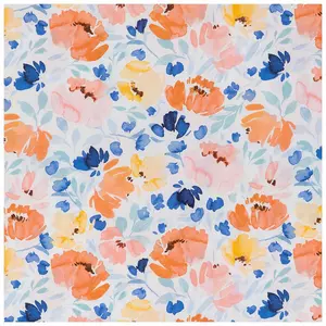 Boho Style Fabric by The Yard Orange Pink Exotic Flowers DIY Craft Hobby  Fabric by The Yard Retro Blue Grid Plaid Decorative Fabric for Upholstery  and