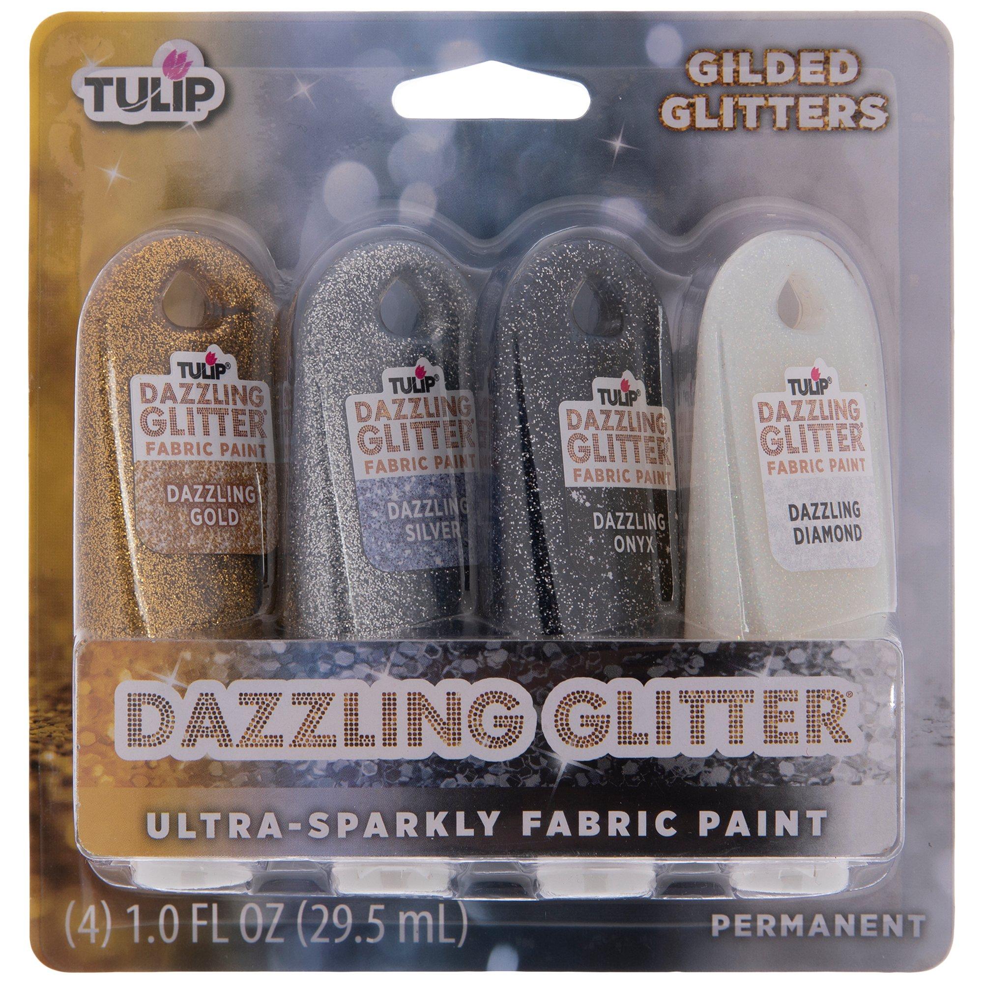 iLoveToCreate  Tulip Dazzling Glitter Brush-On Fabric Paint Dazzling Gold  2 fl. oz.