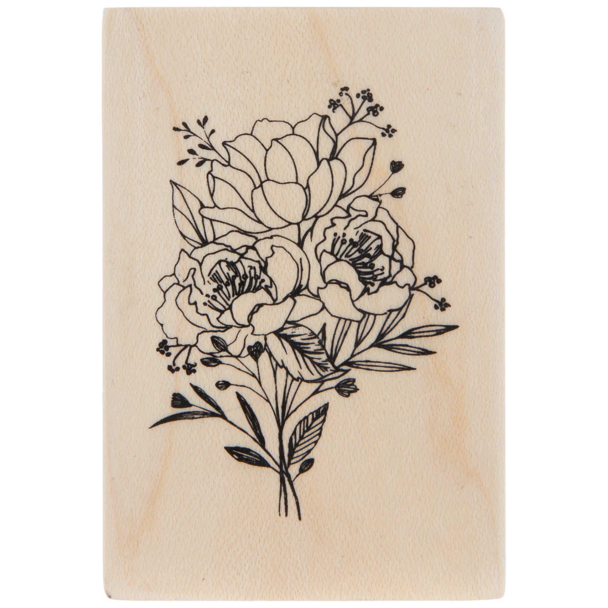 Peony Stamp for Botanical Journal, Garden Flower Stamp for