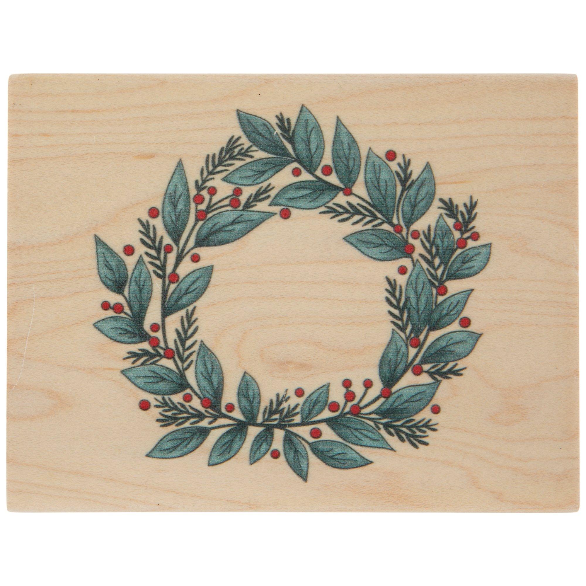 Pine, Leaf & Berry Wreath Rubber Stamp Hobby Lobby 2244531