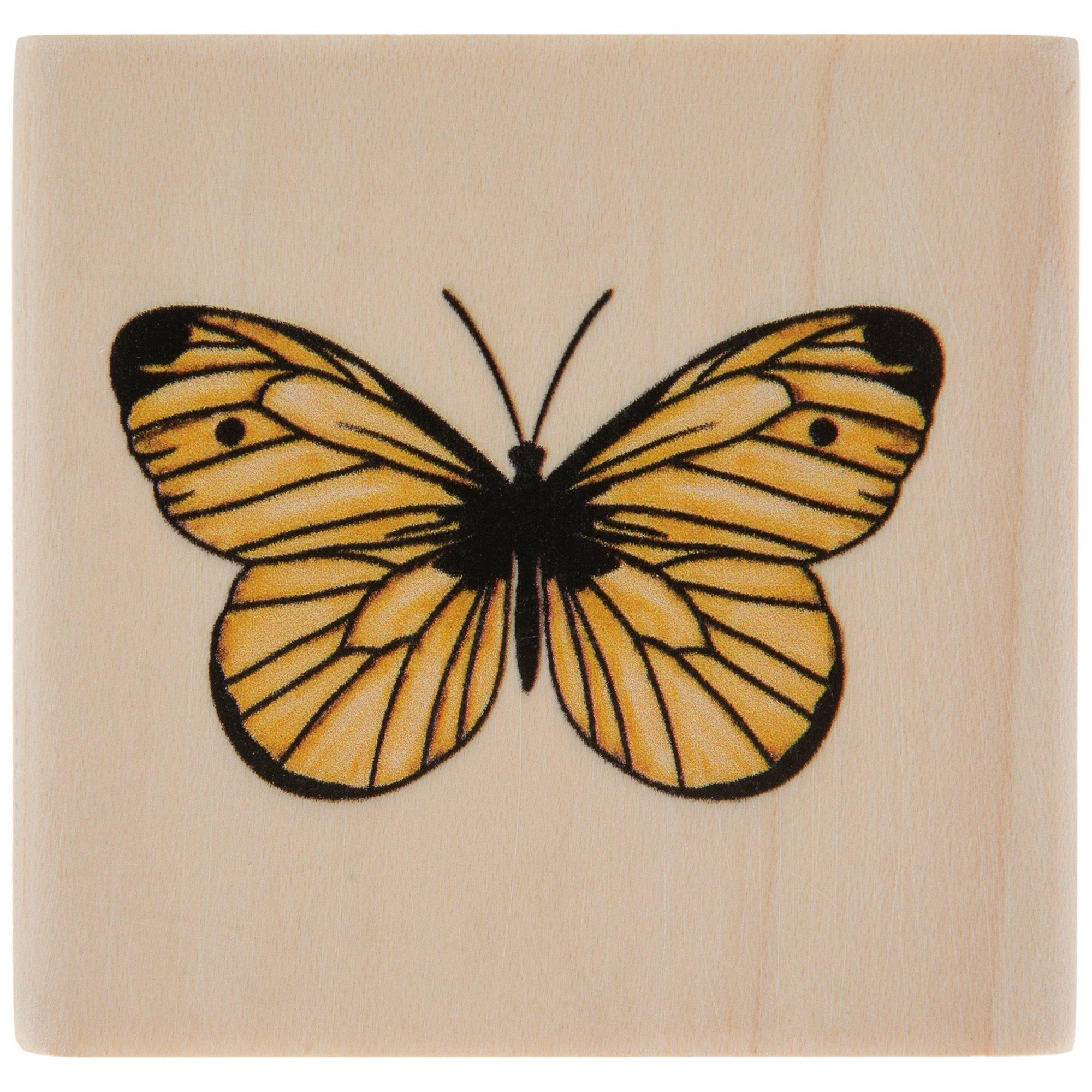 Ready Made Rubber Stamp - Butterfly Themed Wooden Rubber Stamps (12 Designs)