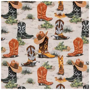 Cowboy Boots Cotton Calico Fabric