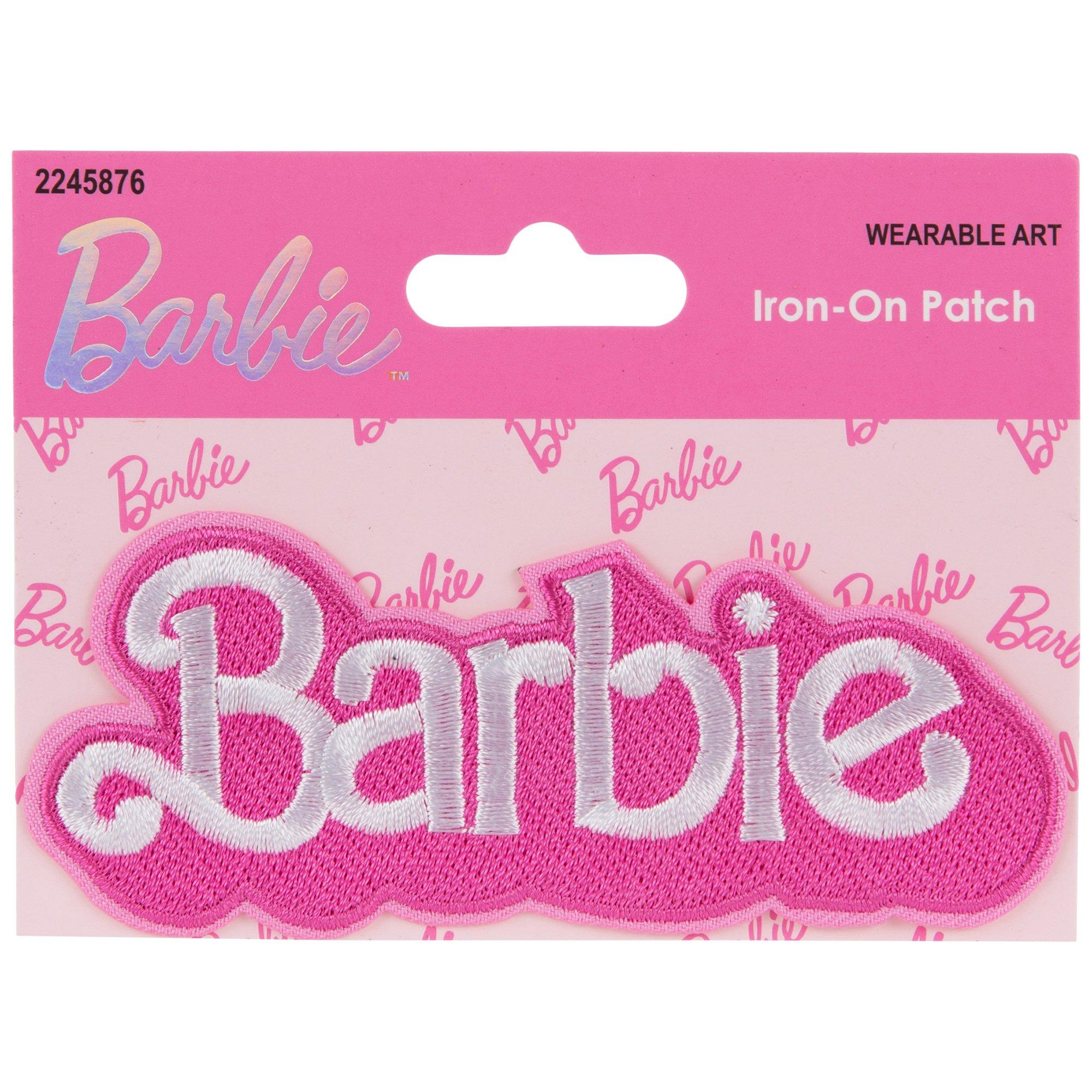 Pink Glitter Barbie Silhouette Iron-On Patch