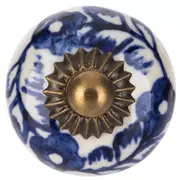 Blue & White Floral Round Knob
